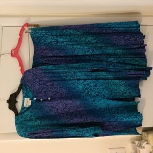 Vintage Karen & Co. Teal Blue Purple Floral Tunic and Skirt Set